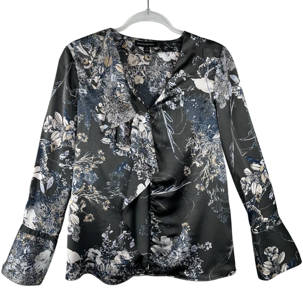 Banana Republic Grey Floral Paisley Women's Blouse | S